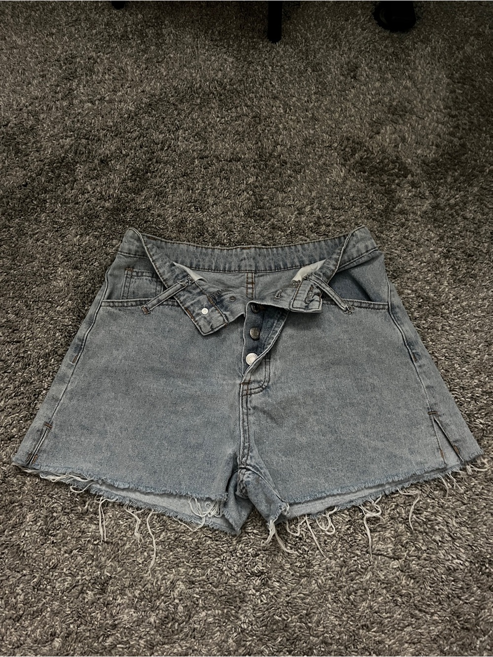 High-Waist Women's Denim Shorts in Light Blue